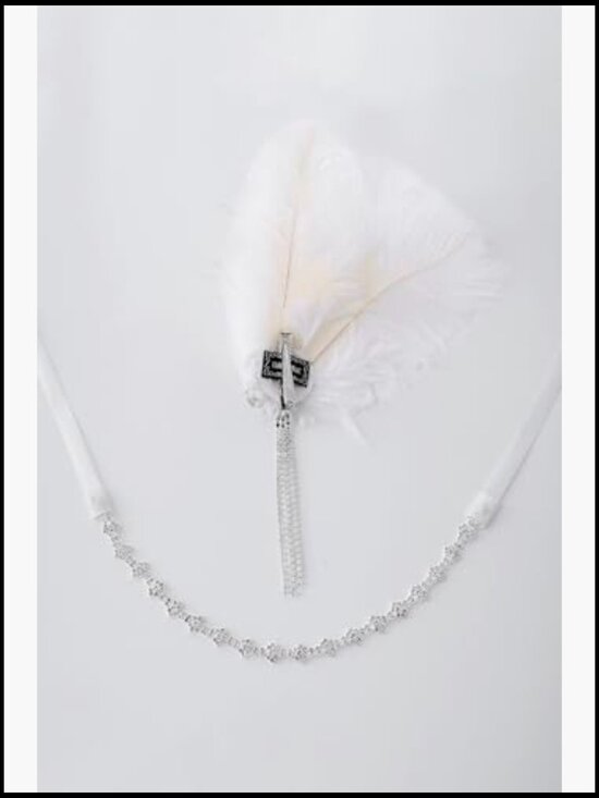 Feather Flapper Headpiece Vintage Rhinestone Headband Gatsby Party Costume